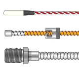 A range RTD, PRT, Pt100 Platinum Resistance Thermometer probes for specific applications such as in plastics machinery, stator slot and encased in a bolt