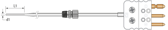 RTD, PRT, Pt100 Sensor with Standard Plug