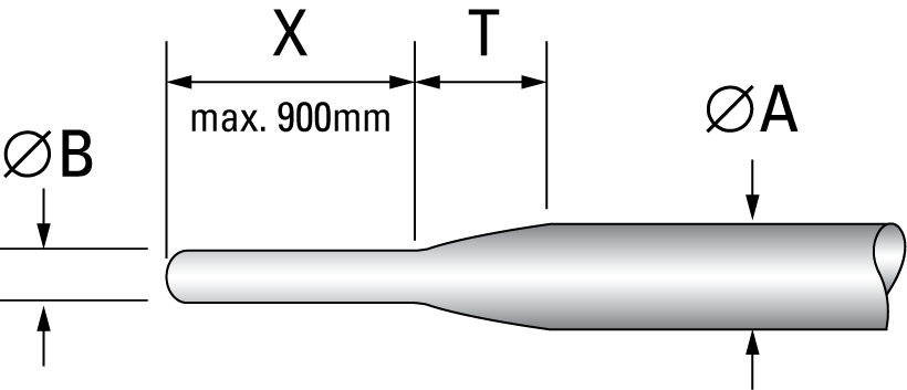 Reduced tip thermocouple sheath diagram
