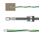 various thermocouple probes designed for specific applications such as plastics machinery, surface temperature measurement and simple welded bead thermocouples.