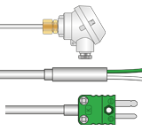 Various mineral insulated thermocouple temperature probes